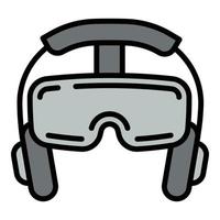 icône de lunettes de jeu de casque, style de contour vecteur