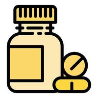 icône de pilules médicales contre la grippe, style de contour vecteur