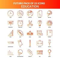 jeu d'icônes d'éducation futuro 25 orange vecteur