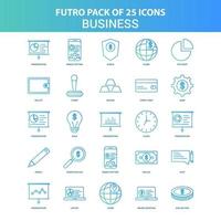 25 pack d'icônes d'affaires futuro vert et bleu vecteur