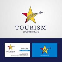 voyage guinée drapeau créatif star logo et conception de carte de visite vecteur