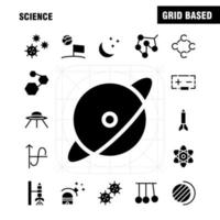 pack d'icônes de glyphes solides scientifiques pour les concepteurs et les développeurs icônes de lancement fusée espace démarrage astronomie système solaire science vecteur