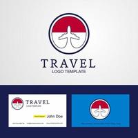 conception de logo et de carte de visite de drapeau de cercle créatif de voyage en indonésie vecteur