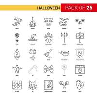 icône de ligne noire halloween 25 jeu d'icônes de contour d'entreprise vecteur