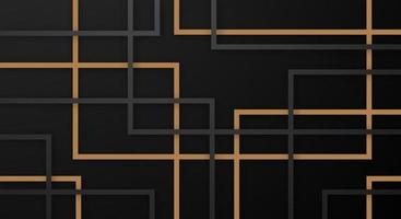 lignes de rayures carrées géométriques abstraites 3d fond découpé en papier avec motif de décoration réaliste de couleurs noir et or foncé vecteur