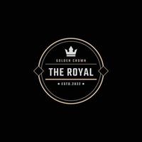 couronne de roi d'or royal vintage rétro classique luxe étiquette logo design style linéaire vecteur