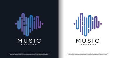 icône de conception de logo de musique avec vecteur premium de style concept créatif