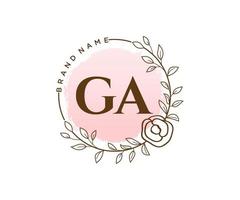 logo féminin initial ga. utilisable pour les logos nature, salon, spa, cosmétique et beauté. élément de modèle de conception de logo vectoriel plat.