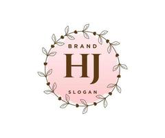 logo féminin hj initial. utilisable pour les logos nature, salon, spa, cosmétique et beauté. élément de modèle de conception de logo vectoriel plat.