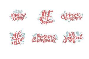 ensemble de phrases écrites à la main calligraphiques de noël vecteur