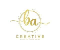 initiale ba logo féminin. utilisable pour les logos nature, salon, spa, cosmétique et beauté. élément de modèle de conception de logo vectoriel plat.