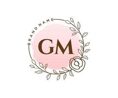 logo féminin gm initial. utilisable pour les logos nature, salon, spa, cosmétique et beauté. élément de modèle de conception de logo vectoriel plat.