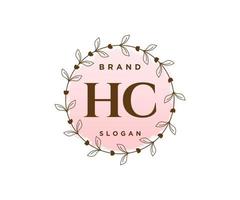 logo féminin hc initial. utilisable pour les logos nature, salon, spa, cosmétique et beauté. élément de modèle de conception de logo vectoriel plat.