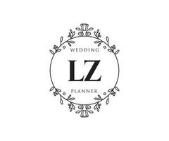 lz initiales lettre collection de logos de monogramme de mariage, modèles minimalistes et floraux modernes dessinés à la main pour cartes d'invitation, réservez la date, identité élégante pour restaurant, boutique, café en image vectorielle vecteur