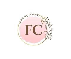 logo féminin fc initial. utilisable pour les logos nature, salon, spa, cosmétique et beauté. élément de modèle de conception de logo vectoriel plat.