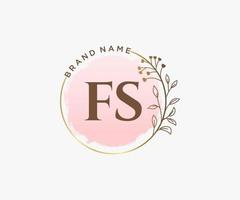 logo féminin initial fs. utilisable pour les logos nature, salon, spa, cosmétique et beauté. élément de modèle de conception de logo vectoriel plat.