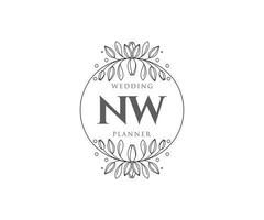 nw initiales lettre mariage monogramme logos collection, modèles minimalistes et floraux modernes dessinés à la main pour cartes d'invitation, réservez la date, identité élégante pour restaurant, boutique, café en image vectorielle vecteur