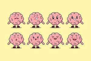 définir l'expression du personnage de dessin animé du cerveau kawaii vecteur