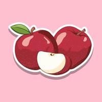 fruit de pomme de dessin animé frais sur rose vecteur