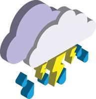 illustration de la pluie et de la foudre dans un style isométrique 3d vecteur