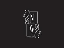 beau logo de luxe nw, nouvelle création de logo de lettre noir blanc nw wn vecteur