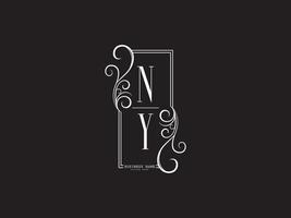beau logo de luxe ny, nouveau logo ny yn lettre noire et blanche vecteur