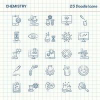 chimie 25 icônes doodle jeu d'icônes d'affaires dessiné à la main vecteur