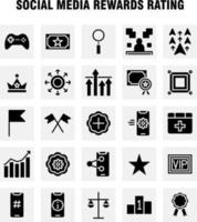 évaluation des récompenses des médias sociaux pack d'icônes de glyphes solides pour les concepteurs et les développeurs vecteur