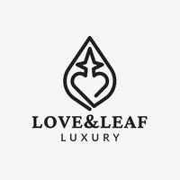 création de modèle de logo amour et feuille vecteur