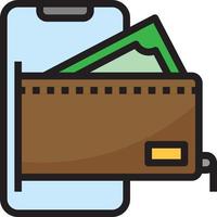 Paiement de portefeuille en ligne Mobile Cash Banking - icône de contour rempli vecteur