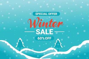 offre spéciale vente d'hiver jusqu'à 60% de réduction sur le modèle de conception de bannière vecteur
