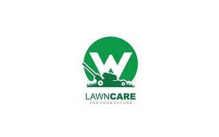 w logo Lawncare pour la société de marque. illustration vectorielle de modèle de tondeuse pour votre marque. vecteur