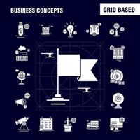 concepts d'entreprise icônes de glyphes solides définies pour l'infographie le kit uxui mobile et la conception d'impression incluent le réglage du presse-papiers le moniteur de crayon d'engrenage le réglage internet la collection de dollars l'infographie moderne vecteur