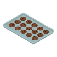 icône de biscuit au chocolat d'usine de boulangerie, style isométrique vecteur