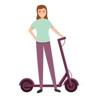 icône de scooter électrique ride fille étudiante, style cartoon vecteur