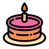 une icône de gâteau aux bougies, style de contour vecteur