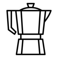 icône de cafetière en acier, style de contour vecteur