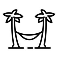 icône palmier et hamac, style de contour vecteur