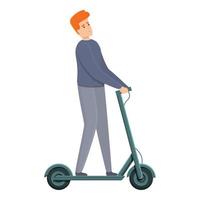 icône de scooter électrique garçon cheveux roux, style cartoon vecteur