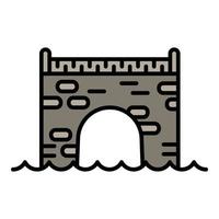icône de pont de brique, style de contour vecteur