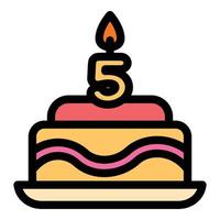 icône de gâteau d'anniversaire, style de contour vecteur