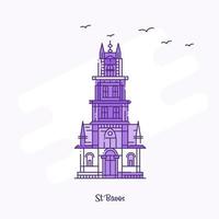 st bavos monument violet ligne pointillée ligne d'horizon illustration vectorielle vecteur