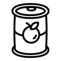 icône de boîte de conserve de fruits, style de contour vecteur