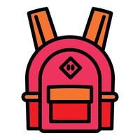icône de sac à dos scolaire rouge, style de contour vecteur