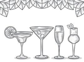 composition d'art en ligne de cocktails vecteur