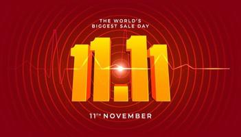 11.11 bannière du jour des ventes en ligne à venir. offres spéciales de fond rouge et conception de modèle de promotion. vecteur