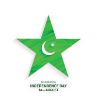 carte de fête de l'indépendance pakistanaise avec vecteur de fond vert