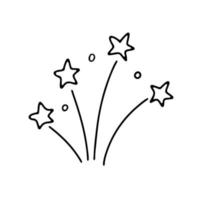 clipart de célébration. étoiles de griffonnage à l'heure de la fête. feu d'artifice d'icône de ligne dessinée à la main pour le nouvel an ou l'anniversaire. vecteur