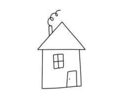 icône de maison de doodle isolé sur fond blanc. illustration de ligne vectorielle drôle dans un style enfantin vecteur