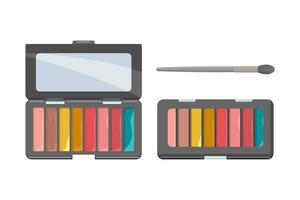 palette de fards à paupières multicolores et pinceau de maquillage. illustration vectorielle vecteur